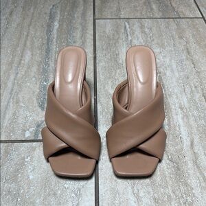 Women's Tan Slide Mule Sandals